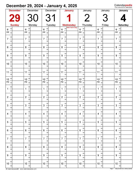 Weekly Calendars 2025 for PDF - 12 free printable templates