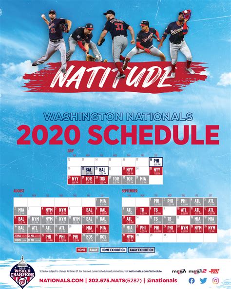 Nationals Printable Schedule | Washington Nationals