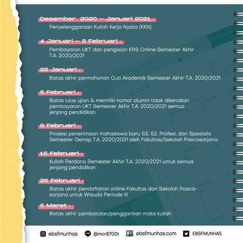 Kalender Akademik Unhas Semester Akhir T.A. 2020/2021 – 107,7 EBS FM UNHAS
