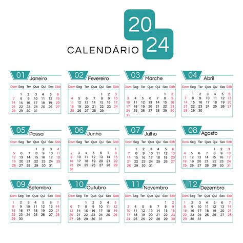 Calendário Verde 2024 Em Português PNG , 2024, Português, Calendário ...