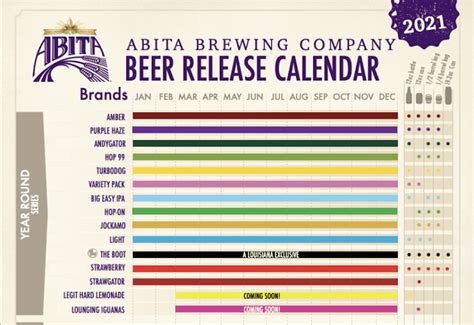 2021 Beer Release Calendar | Abita Brewing Company