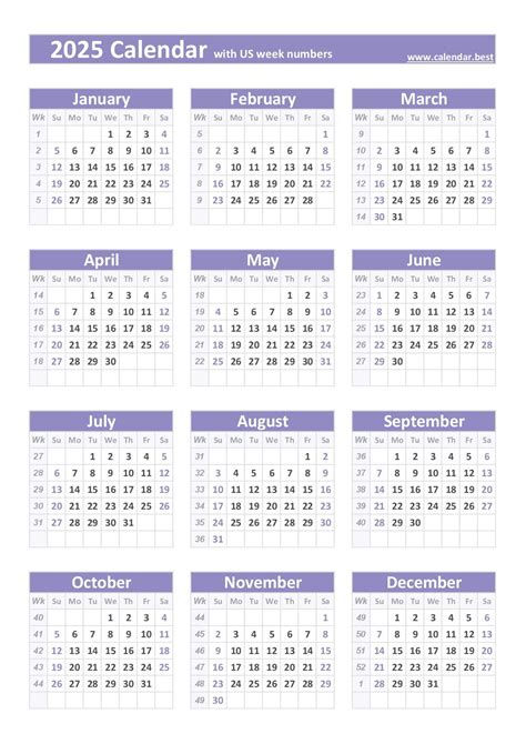 2025 calendar with week numbers (US and ISO week numbers)