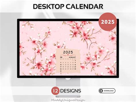 2025 Calendar Floral Desktop Wallpaper, Pink Monthly Calendar ...